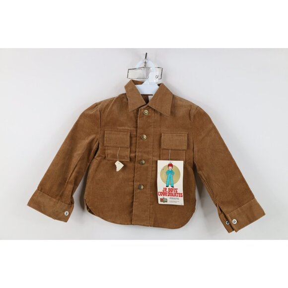 Deadstock Vintage 70s Streetwear Boys Toddler 4T Corduroy Button Shirt Jacket